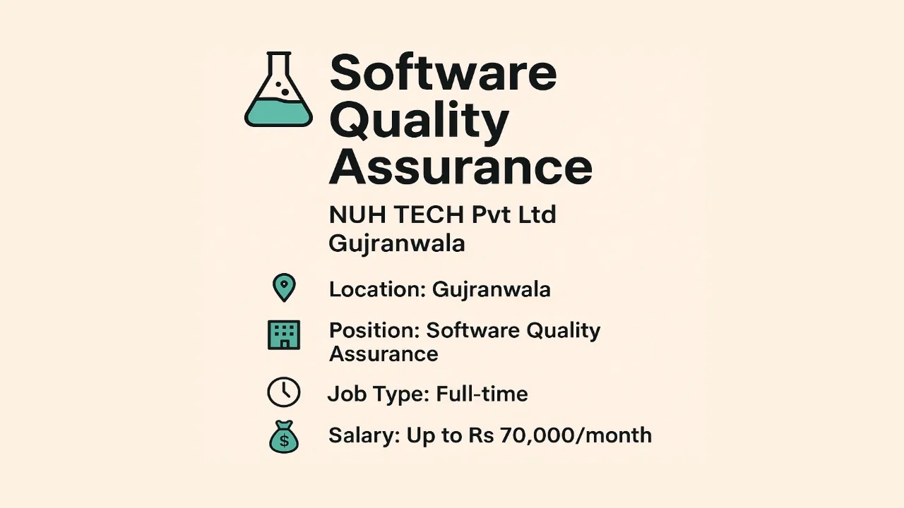 Software Quality Assurance Job – NUH TECH Pvt Ltd, Gujranwala